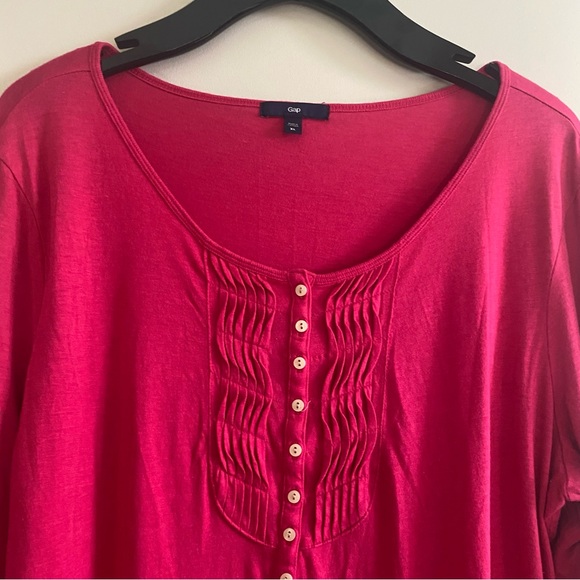 GAP | Hot Pink Henley Cotton & Modal Long Sleeve T-Shirt, XL - Picture 3 of 5